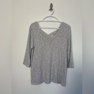 Kaileigh Heather Gray Long Sleeve V-Neck Top